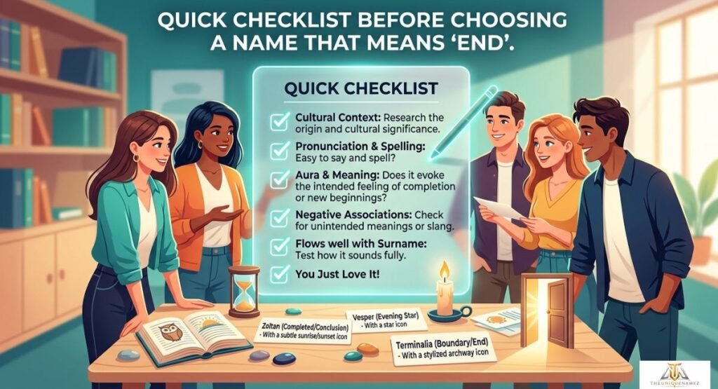 Quick Checklist Before Choosing a Name That Means End