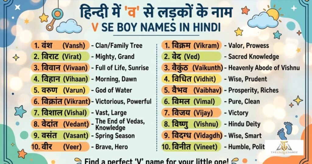 V Se Boy Names in Hindi